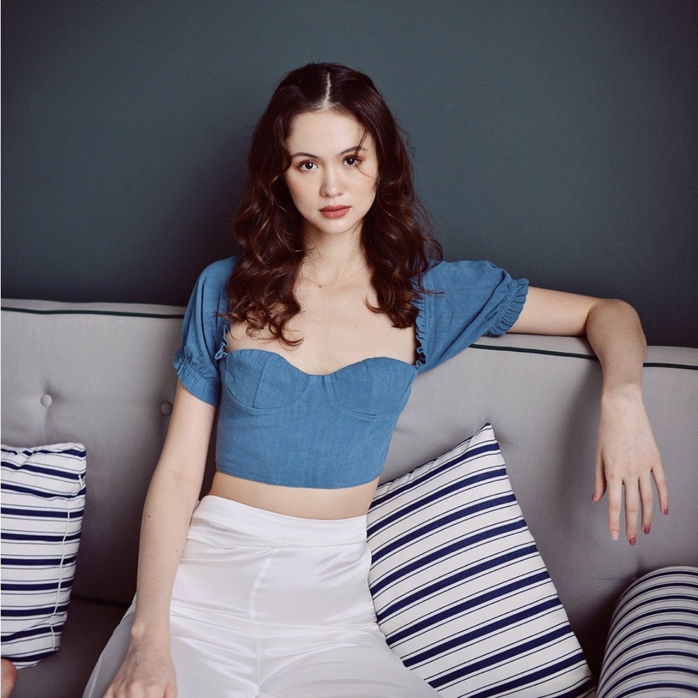NWOT 100% Linen Crop Top Teal